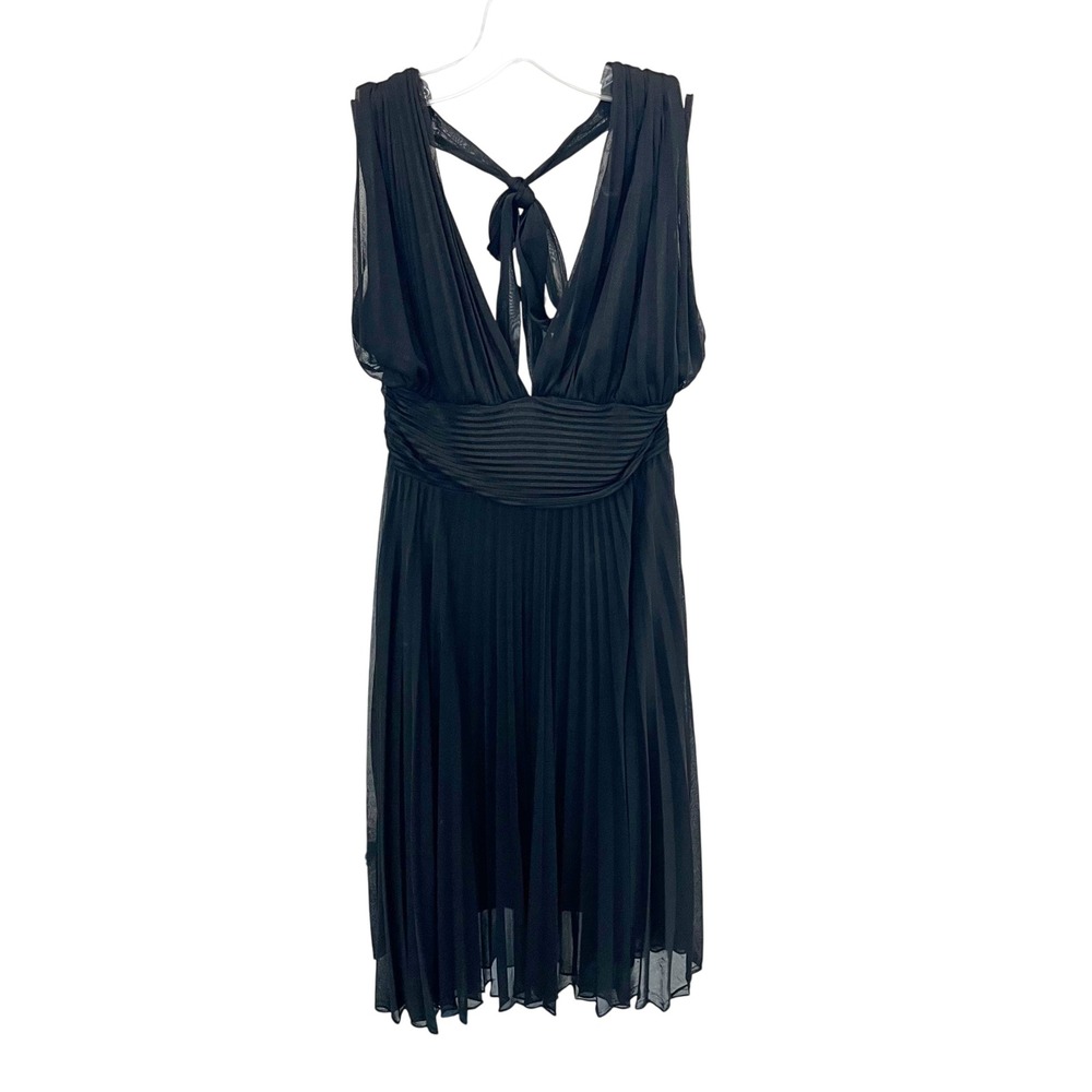 Vintage Carolina USA Black Pleated Halter Midi Dress Y2K Whimsigoth - Size Large